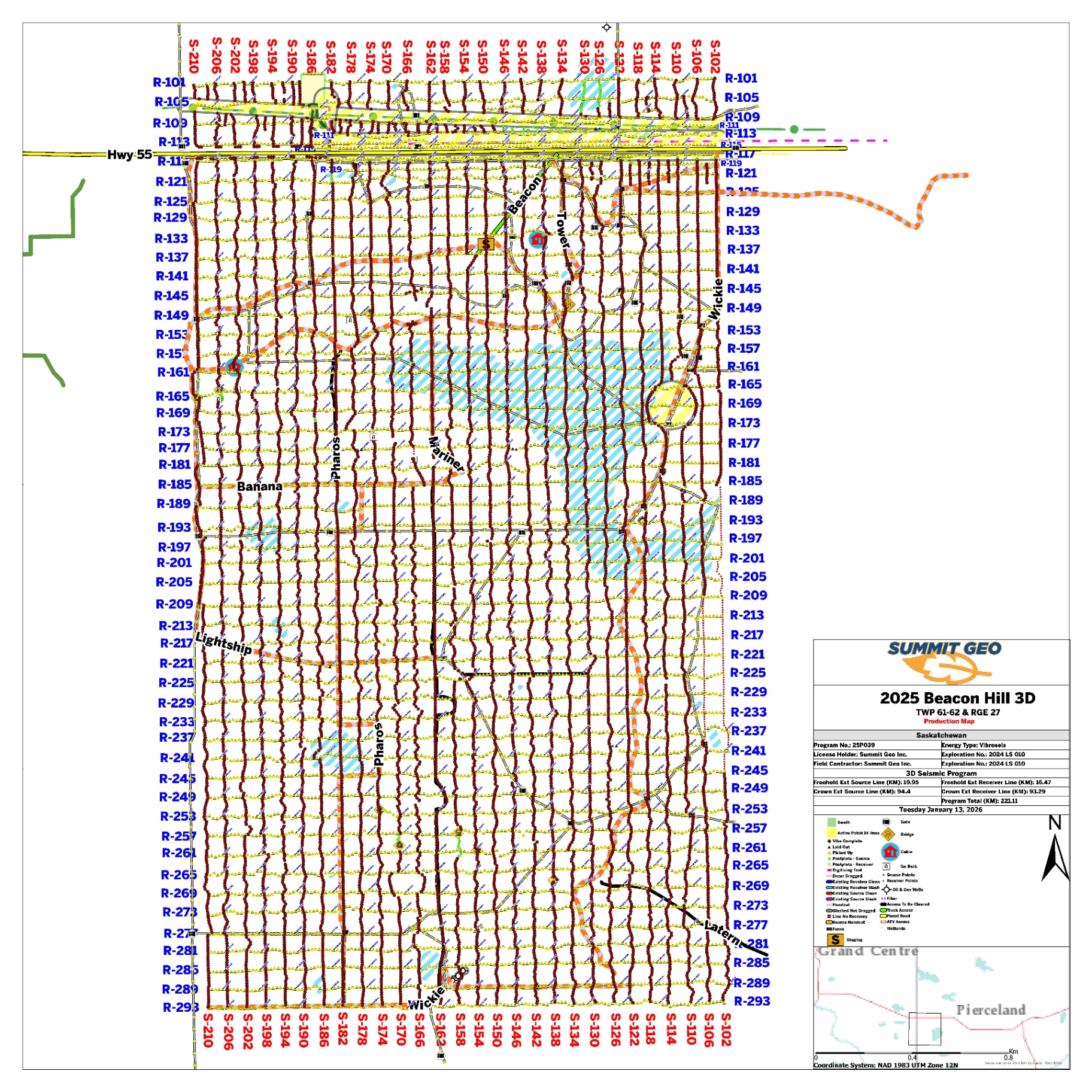 Live production map showing daily progress across the spread